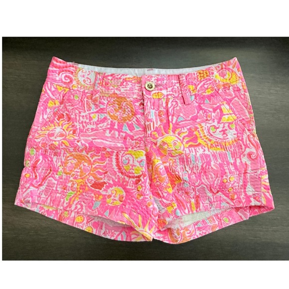Lilly Pulitzer Callahan Shorts Pink Print Casual Everyday Sunny Day Size 0 - Picture 2 of 6